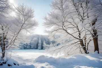 Fototapeta na wymiar trees in the snow Generated Ai