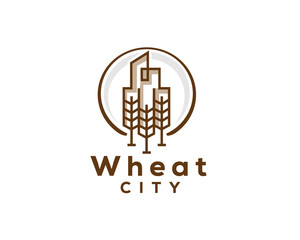 building town city wheat logo icon symbol design template illustration inspiration