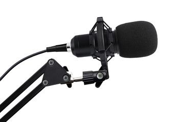 Professional studio microphone with  windscreen filter on transparent background PNG