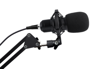 Professional studio microphone with  windscreen filter on transparent background PNG