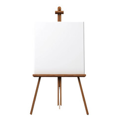 Canvas and easel photograph isolated on transparent background