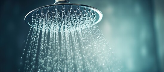 Water drops flowing from the bathroom shower head