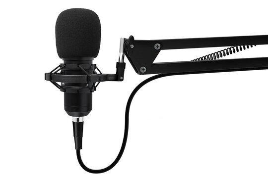 Professional studio microphone with  windscreen filter on transparent background PNG