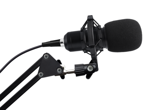 Professional studio microphone with  windscreen filter on transparent background PNG
