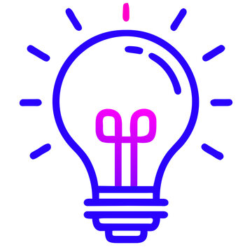 Light bulb icon on a light background.  Idea symbol, electric lamp, lighting, innovation, problem solving, creativity.  Originality, electricity, flat and colorful lines.  Flat design
