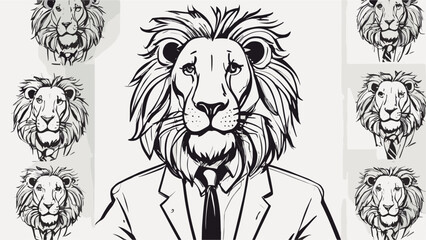 Lion carton character with formal dress vector image. Illustration of cute lion design graphic on the white background