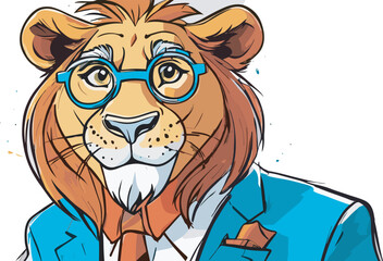 Lion carton character with formal dress vector image. Illustration of cute lion design graphic on the white background