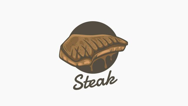Cartoon Steak animation logo 4k