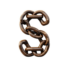 Chain s wooden sign isolated on transparent background