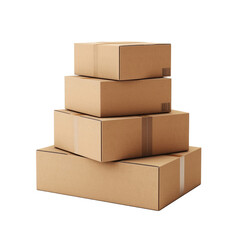 Cardboard boxes isolated on transparent background