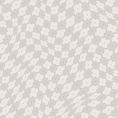 Gray warped pixelated checkerboard print pattern. Seamless vector - 686450711