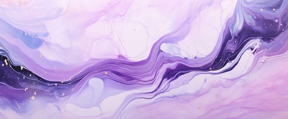 Abstract fluid art background light purple and lilac colors. Liquid marble. Acrylic painting on canvas with violet shiny gradient. Alcohol ink backdrop with pearl wavy pattern