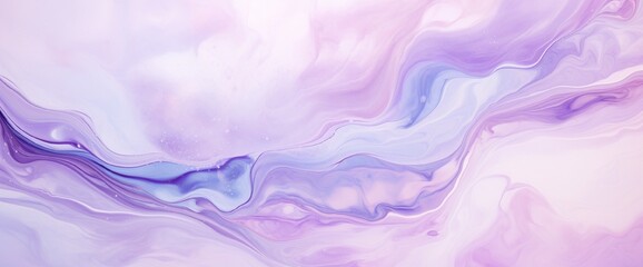 Abstract fluid art background light purple and lilac colors. Liquid marble. Acrylic painting on canvas with violet shiny gradient. Alcohol ink backdrop with pearl wavy pattern
