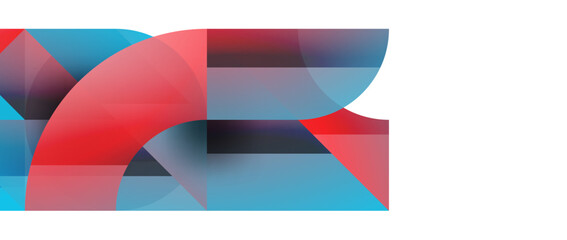 Obraz premium Geometric fusion - abstract harmony of triangles and circles in minimalist background design. Shapes and lines design for wallpaper, banner, background, landing page, wall art, invitation, prints