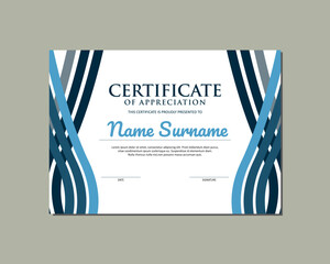 Blue Certificate Design with Abstract Decoration