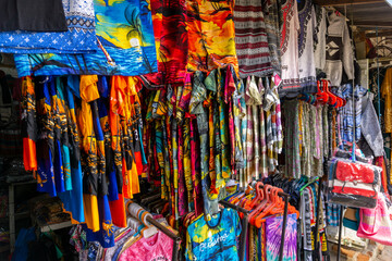 Berastagi souvenir shop for traveller. Local tourist gift shop sells handicraft, clothing and...