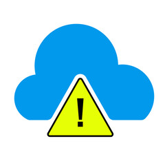 Warning sign on the cloud, warning icon with cloud, hosting error icon, cloud warning icon vector isolated on white background.