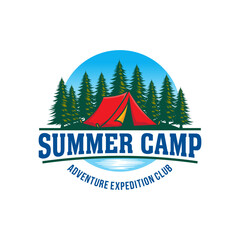 Fototapeta na wymiar Camping and Adventure illustration Logo Vector Badge