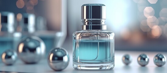 Perfume bottle mockup on bokeh background - obrazy, fototapety, plakaty