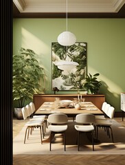 Modern dining room, interior design created with AI