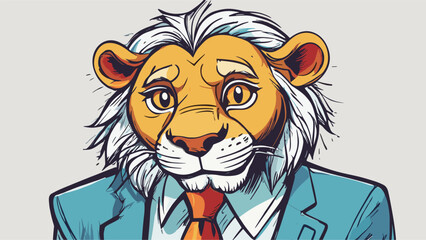 Lion carton character with formal dress vector image. Illustration of cute lion design graphic on the white background