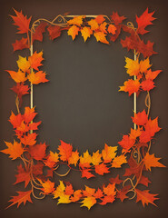 Fototapeta na wymiar Autumn banner with fall leaves and watercolor texture. Fall season frame. Vector illustration