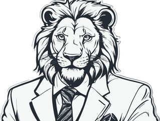 Lion carton character with formal dress vector image. Illustration of cute lion design graphic on the white background