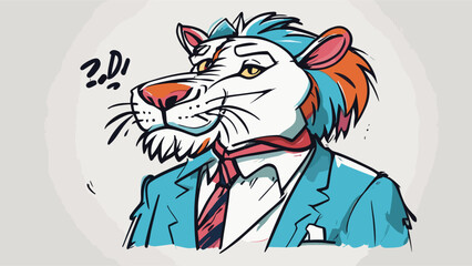 Lion carton character with formal dress vector image. Illustration of cute lion design graphic on the white background