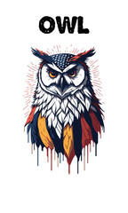 artwork design of owl flag american vector design