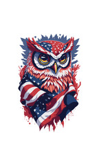 artwork design of owl flag american vector design