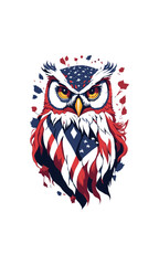 artwork design of owl flag american vector design