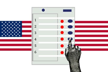 Voting machine with usa flag,