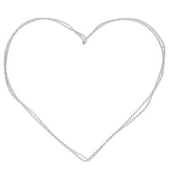 Fototapeta premium Experience the sophistication of a heart shape crafted from intertwining silver chains in this 3D illustration, presented in PNG format with a transparent background.