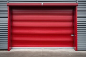 Modern automatic car garage roller door red closed metal gate