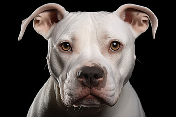 Pitbull close-up portrait. Adorable canine studio photography.