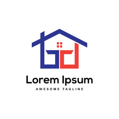 BD home Letter Logo Design Free Icon