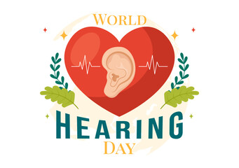 World Hearing Day Vector Illustration on 3 March to Raise Awareness on How to Prevent Deafness and Ear Treatment in Flat Healthcare Background