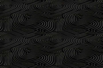 Black 3D Geometric Seamless Pattern Texture of Spiral Labyrinth Background: A labyrinth of spirals in 3D space creates a maze-like and enigmatic pattern - beautiful backdrop for presentation - copy sp
