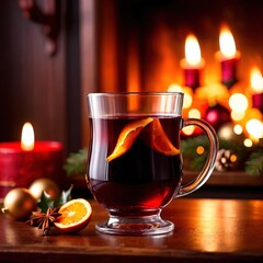 Mulled wine, traditional Christmas spiced alcoholic drink
