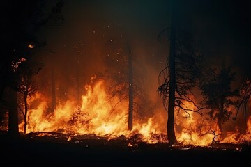 Fototapeta na wymiar Forest fire. Forest fire in progress