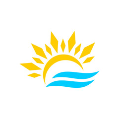 Sun light ocean wave logo icon