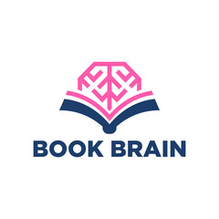 elegant book brain logo design. brain arises from open book.