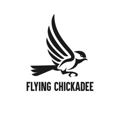 flying chickadee bird logo design