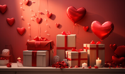 red gift box with heart