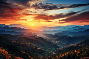 magnificent landscape during sunset - obrazy, fototapety, plakaty