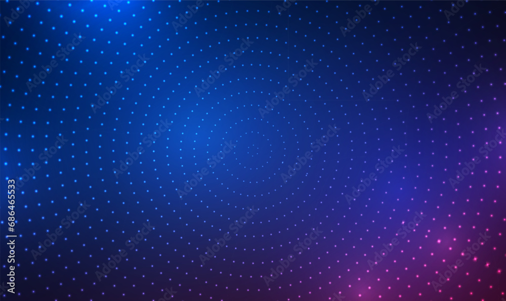 Wall mural abstract digital circles of particles technology background. futuristic circular sound wave. circuit