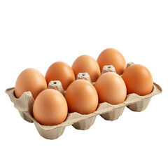 Egg carton with clipping path isolated on transparent background