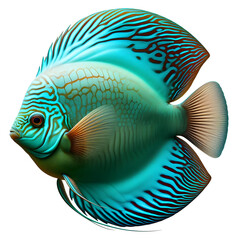 Discus fish isolated background. Beautiful freshwater Aquarium fish