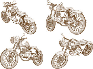 Vector sketch illustration of a Harley trail motorbike transportation design