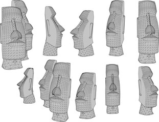Vector sketch illustration of architectural design of moai statue building on easter island